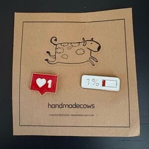 Enamel Pins:  ❤️1 and 1% Battery